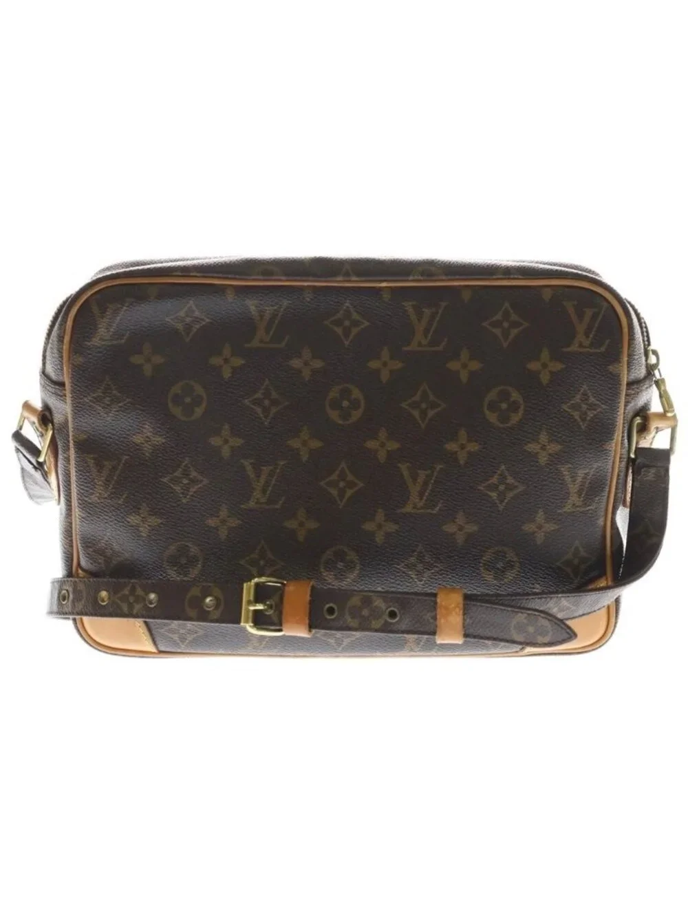 Louis Vuitton Monogram Nile Shoulder Bag Brown Leather Gold